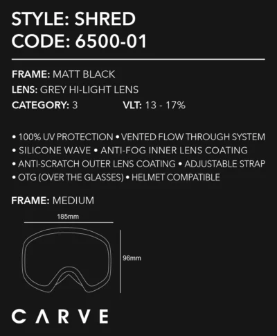 Goggles MTB Shred - Matte Black Frame, GREY Lens